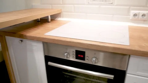 Interior view of elegant contemporary kitchen. No people. Stock-Footage 85456288