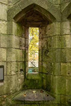 Interior view of embattled stone tower in York England Stock Photos