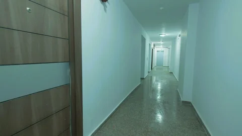 Interior View Of Empty Hallway In Modern Building Stock Footage 127306706