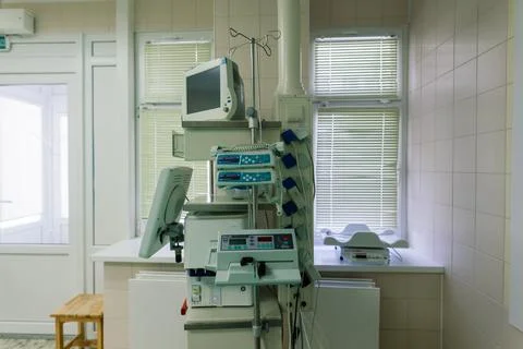 Interior view of an empty operating room with new interior and equipment Stock Photos