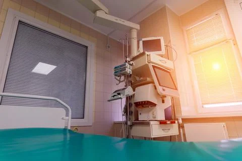 Interior view of an empty operating room with new interior and equipment Stock Photos