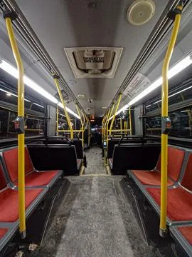 Interior View Of Empty Transit Bus Stock Photos