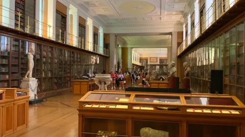 Interior view of the Enlightenment Gallery at the British Museum in London Stock Footage 321460402
