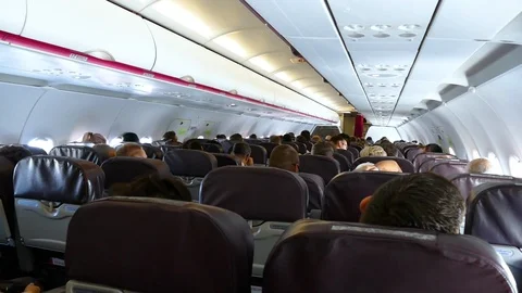 Interior View Of A Flying Commercial Airplane Stock Footage 101642019