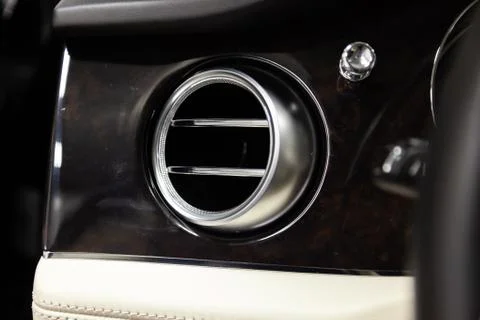 Interior view with front passenger deflector of luxury very expensive new bla Stock Photos