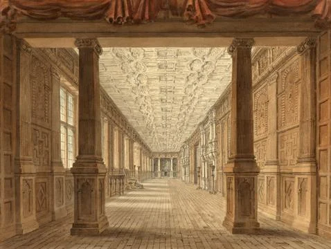 Interior View of the Gallery of Hatfield House, a country house set in a large Ilustración de archivo
