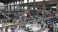 Interior View Gare du Nord Paris North Station People Crowd Traffic Passing Day HD Footage