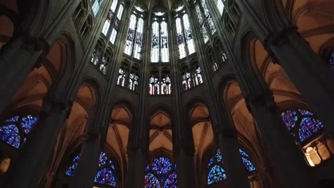 Interior view of the gothic cathedral of Beauvais, France. Stock Footage 141199577