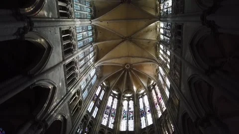 Interior view of the gothic cathedral of Beauvais, France. Video stock 141202987