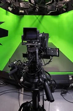 Interior View of Greenscreen Chroma Key Studio Stock Photos