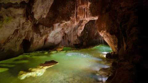 Interior view to grutas da moeda cave, Portugal Stock Photos