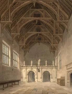 Interior View of the Hall at Rushton, Northamptonshire, England, digitally Ilustración de archivo
