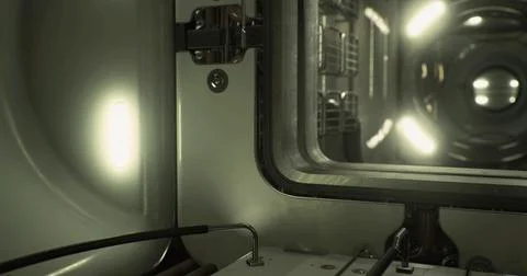 Interior view of a high tech appliance showcasing intricate design features Stock Illustration