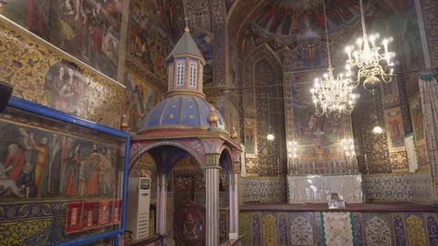 Interior view of the Holy Savior Cathedral (Vank Cathedral) Stock Footage 100029653