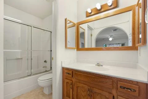 An interior view of a home bathroom Stock Photos
