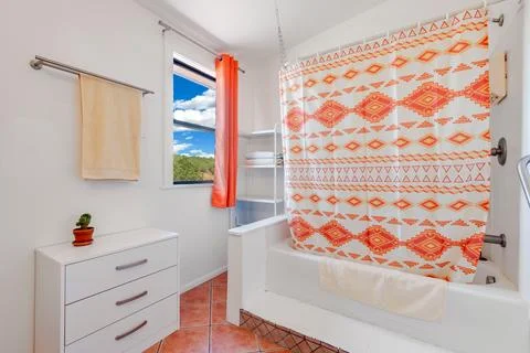 An interior view of a home bathroom Stock Photos