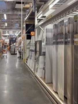 Interior view of Home Depot hardware store aisle. San Diego, California, USA Stock Photos