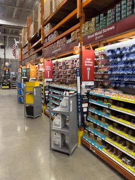 Interior view of Home Depot hardware store aisle. San Diego, California, USA Stock Photos