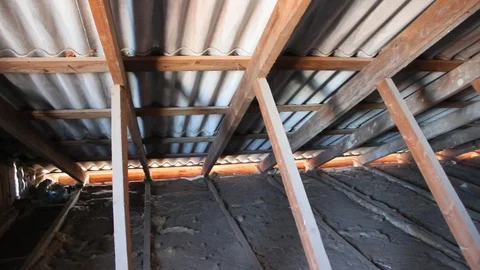 An interior view of a house attic under construction Video stock 101836949