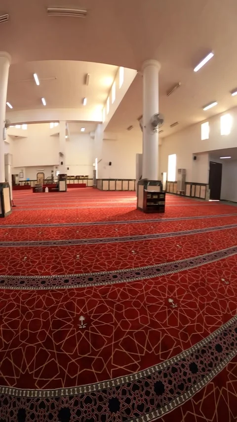 Interior View of Ijabah Mosque with Men Praying Stock Footage 344042240