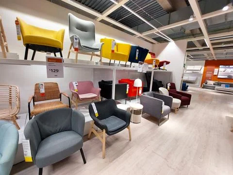 Interior view of IKEA Store. No People Stock Photos