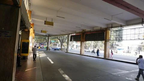 Interior view of Jayanagar 4th Block BMTC Bus Station Stock Photos