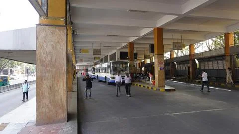 Interior view of Jayanagar 4th Block BMTC Bus Station Stock Photos