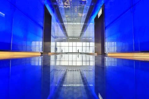 An  interior view looking out toward to office lobby Stock Photos