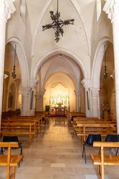 Interior view of Madonna della Greca church nave Stock Photos