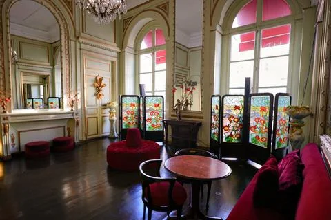 Interior view of Maxims restaurant in Paris with vintage furniture 17 July 2025 Foto stock