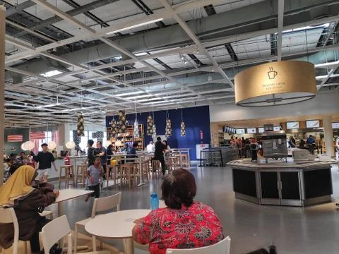 Interior view of modern cafeteria. Stock Photos