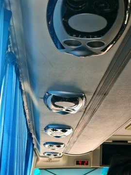 Interior View of Modern Coach Bus Ceiling with Air Conditioning Vents Фото