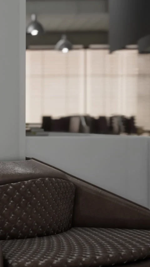 Interior view of a modern seating area in a building during the day Stock Footage 336581440