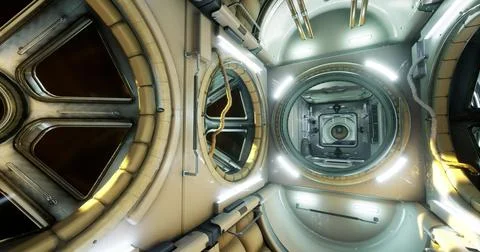 Interior view of a module aboard the International Space Station Stock Illustration