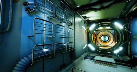 Interior view of a module inside the International Space Station during daytime Stock Footage 309471052