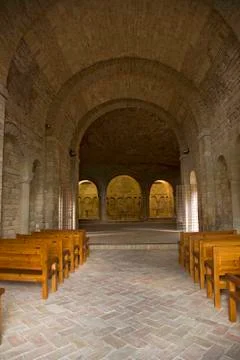 Interior view of Monastery of San Juan de la Pena, Jaca, in Jaca, Huesca, Spain, Stock Photos
