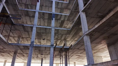 Interior view of multi-level concrete structure. Video stock 326133842
