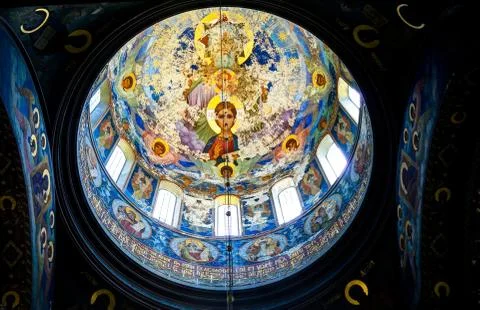 Interior view to New Athos aka Novy Afon monastery in Abkhazia, Georgia Stock Photos