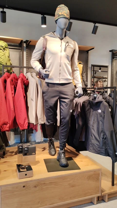 Interior view of the new The North Face store Stock Footage 292836057