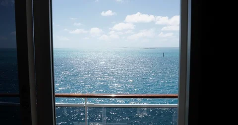 Interior View of Ocean from Cruise Ship Balcony Video stock 125178468
