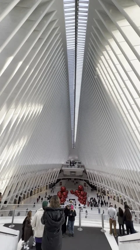 Interior View of the Oculus Transportation Hub - NYC Stock Footage 328297717