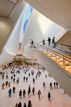 Interior view of the Oculus, Westfield World Trade Center. Tranportation hub Stock Photos
