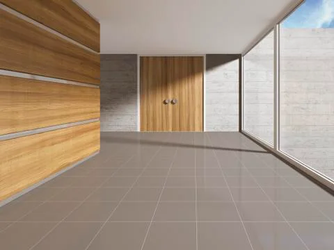 Interior view of office building, 3D rendering Stock Illustration