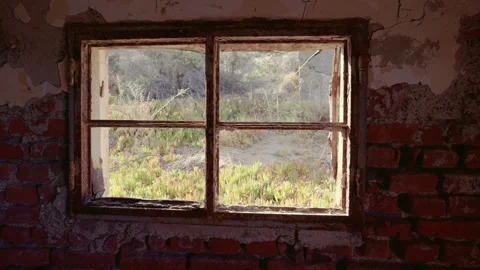 Interior view of old house and window on the sea coast 01 Video stock 303229203