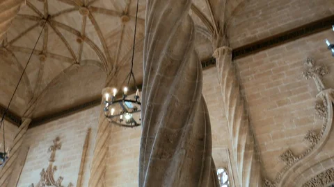 Interior view of the Old Silk Exchange (Lonja de la Seda), Valencia, Spain Stock Footage 102817573