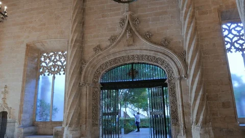 Interior view of the Old Silk Exchange (Lonja de la Seda), Valencia, Spain Stock Footage 102817575