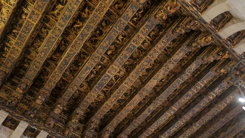 Interior view of the Old Silk Exchange (Lonja de la Seda), Valencia, Spain Video stock 102817640