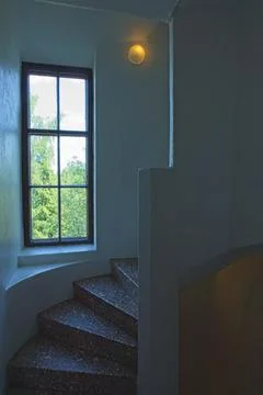 Interior view of an old vintage window. Stock Photos