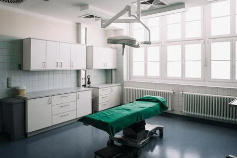 Interior view of operating room without any people or doctors Stock Photos