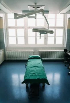 Interior view of operating room without any people or doctors Stock Photos